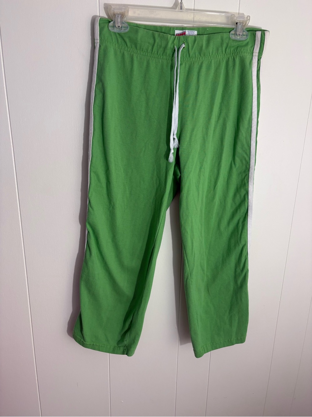 Vintage Soffe Lime Green Capris with White Side Stripes